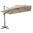 thumbnail image 1 of HomeRoots 485623 10 ft. Polyester Square Tilt Cantilever Patio Umbrella with Stand, Tan, 1 of 5