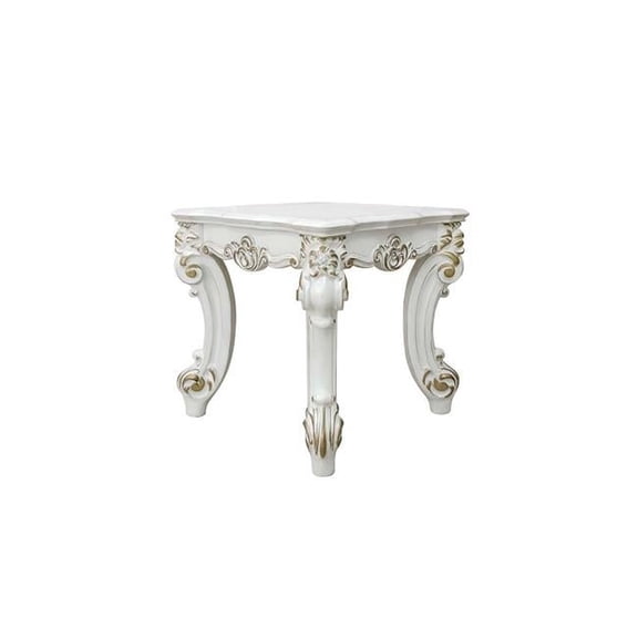 HomeRoots 485890 26 in. Manufactured Wood Square End Table, Antique Pearl