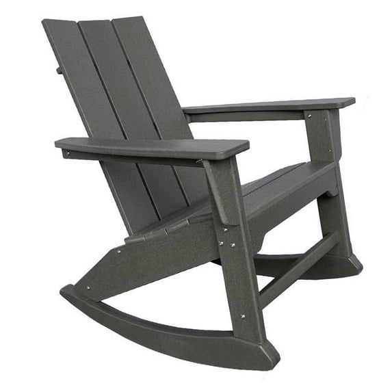 HomeRoots 486104 38 in. Heavy Duty Plastic Rocking Chair, Gray