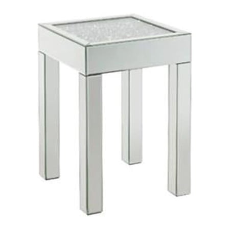 HomeRoots 486377 24 x 16 x 16 in. Silver & Clear Glass Square Mirrored End Table