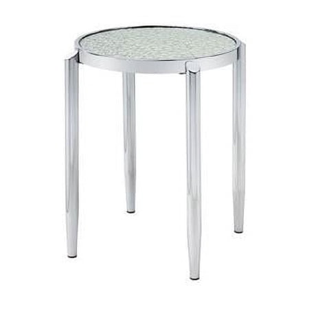 HomeRoots 486411 25 x 22 x 22 in. Silver Mirrored & Metal Round End Table