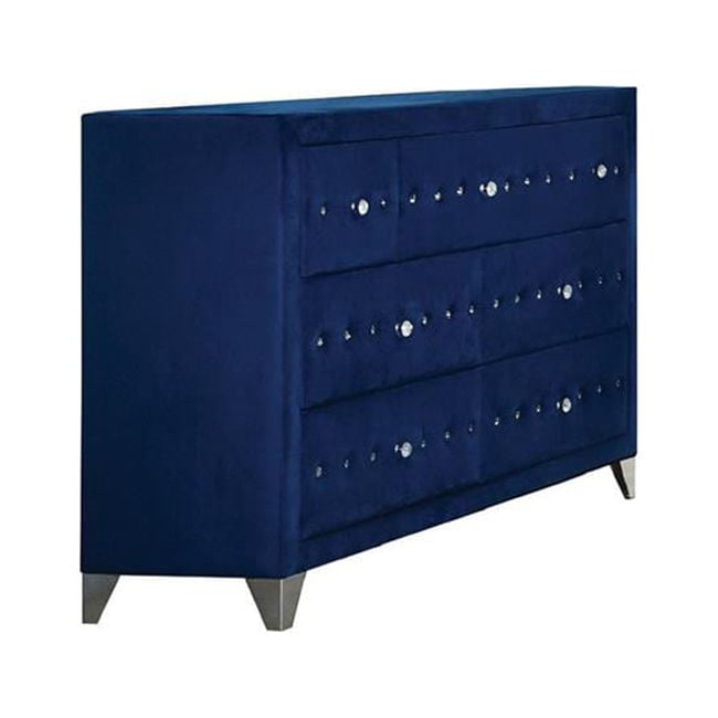 HomeRoots 486512 39 x 60 x 19 in. Blue Velvet Manufactured Wood Seven  Drawers Triple Dresser - Walmart.com