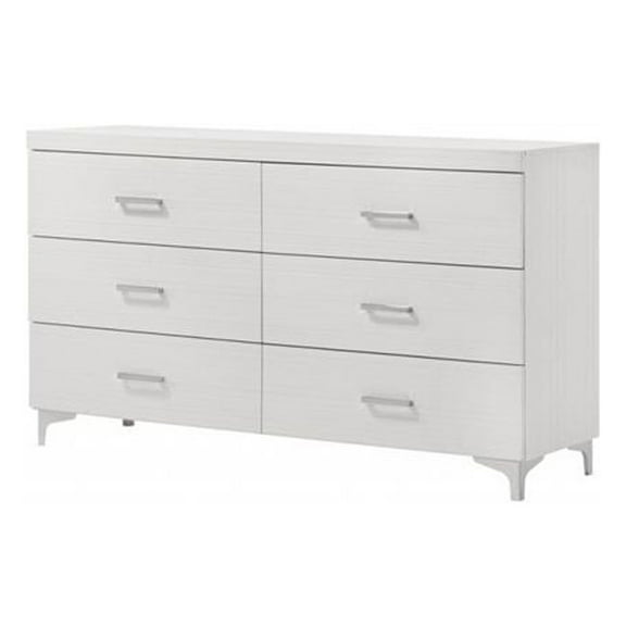 HomeRoots 486523 29 x 58 x 16 in. White Solid Wood Six Drawers Double Dresser