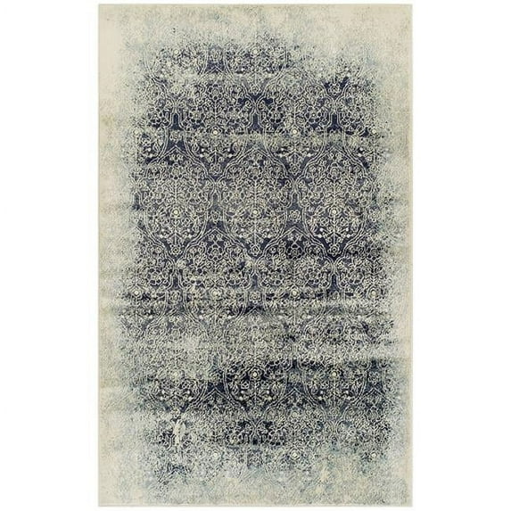 HomeRoots 486648 8 x 10 ft. Medallion Stain Resistant Rectangle Area Rug, Navy Blue