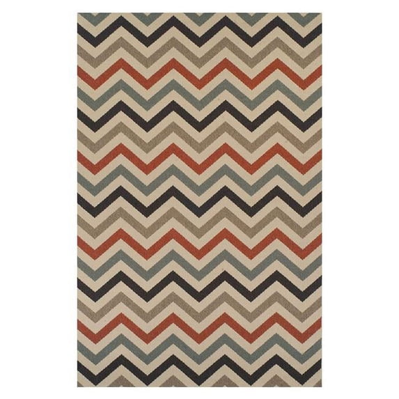 HomeRoots 486827 4 x 6 ft. Stone Chevron Stain Resistant Indoor & Outdoor Rectangle Area Rug