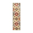 thumbnail image 1 of HomeRoots 486902 8 ft. Wool Geometric Tufted Stain Resistant Runner Rug, Cream & Rust, 1 of 5
