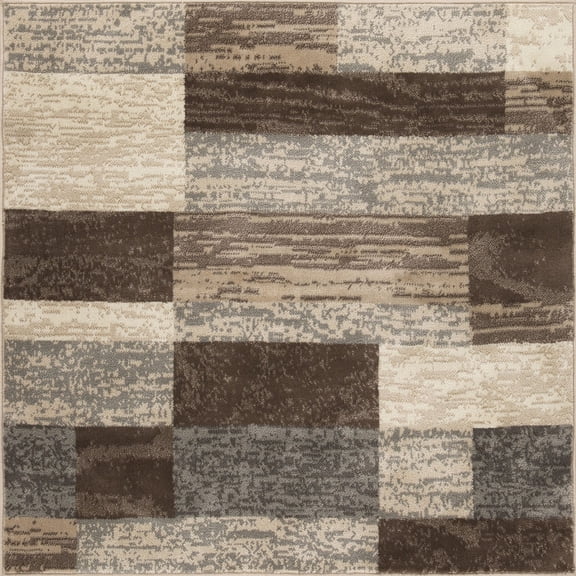 HomeRoots 487089 5 ft. Slate Patchwork Power Loom Stain Resistant Square Area Rug