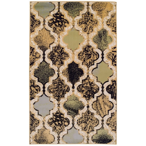 HomeRoots 487239 8 x 10 ft. Multi Color Quatrefoil Power Loom Distressed Stain Resistant Rectangle Area Rug