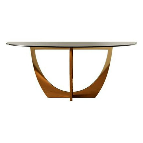 HomeRoots 487366 30 x 71 x 47 in. Clear & Gold Oval Glass & Stainless Steel Dining Table