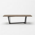 thumbnail image 1 of HomeRoots 487371 107 in. Walnut & Black Rectangular Geo Trestle Wood Dining Table, 1 of 3