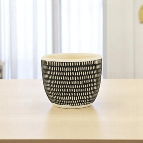 Black And White Ceramic 39 Ounce Dotted Round Distressed Pot Planter