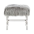 thumbnail image 1 of HomeRoots 487788 18 x 18 x 18 in. Gray Faux Fur & Clear Ottoman, 1 of 3