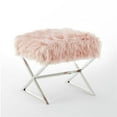 thumbnail image 1 of HomeRoots 487860 18 x 18 x 18 in. Rose Faux Fur & Silver Ottoman, 1 of 3