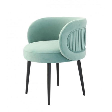 HomeRoots 488442 30 x 23.5 x 23 in. Teal Velvet & Black Solid Color Arm Chair