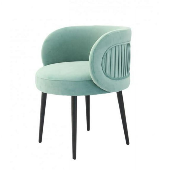 HomeRoots 488442 30 x 23.5 x 23 in. Teal Velvet & Black Solid Color Arm Chair