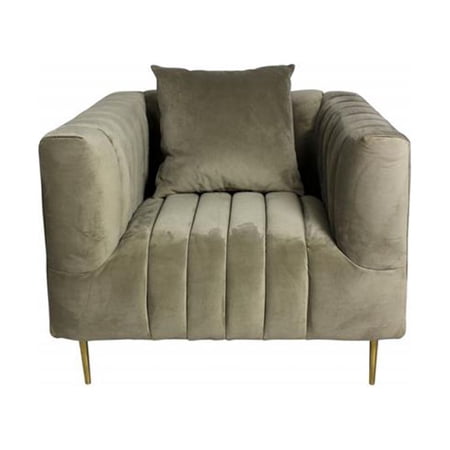 HomeRoots 488569 28 x 37 x 38 in. Beige Velvet & Gold Solid Color Lounge Chair