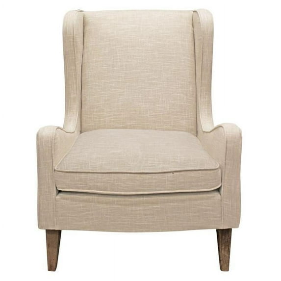 HomeRoots 488580 29 in. Linen Solid Lounge Chair, Natural