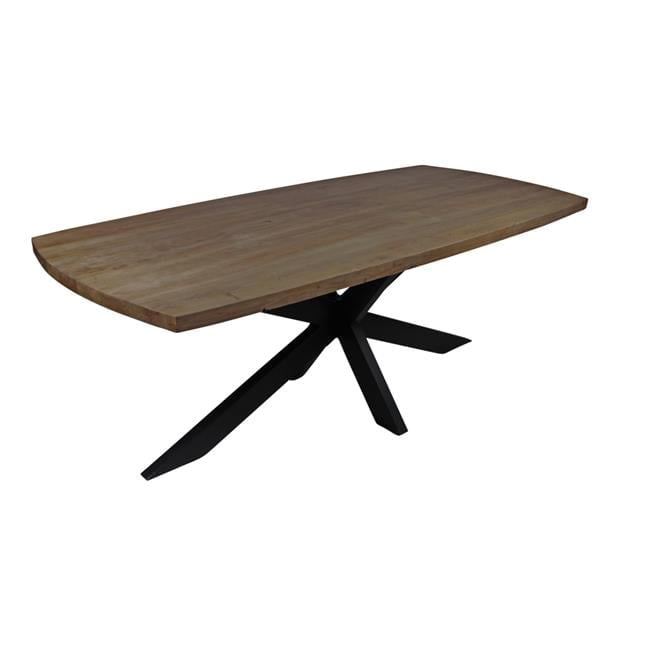 82" Gray Beige and Black Reclaimed Wood and Iron Dining Table