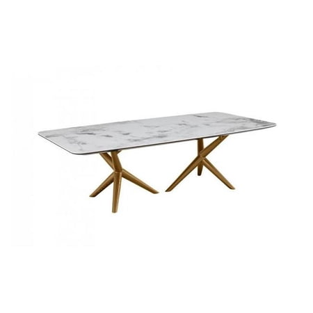 HomeRoots 488718 16.5 x 51.2 x 27.6 in. Walnut & White Ceramic Tile Rectangular Coffee Table