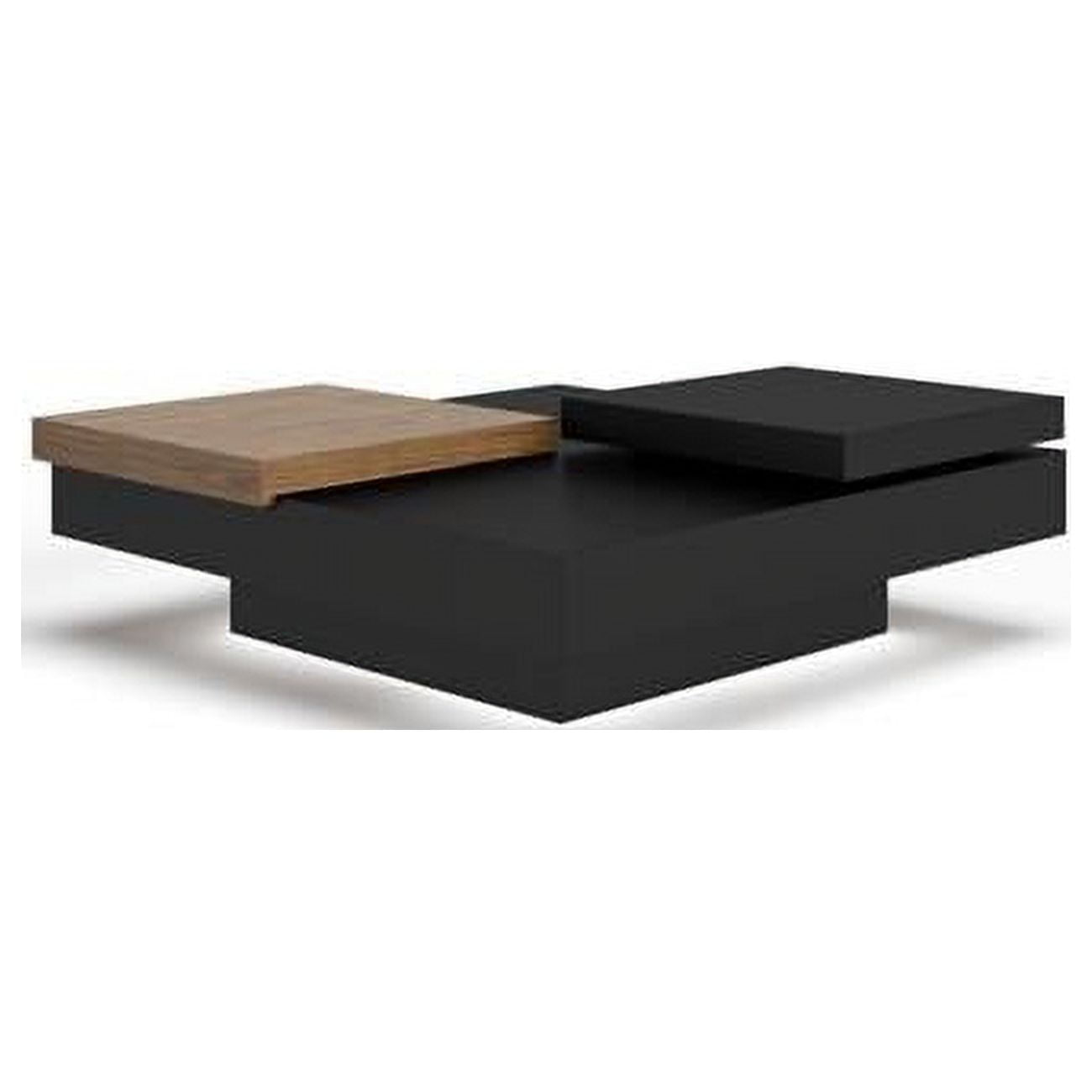 HomeRoots 488725 39 in. Black & Walnut Square Coffee Table with Drawer ...