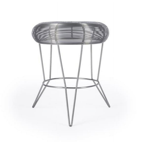 HomeRoots 488932 18 x 15 x 15 in. Silver Wire Round End Table