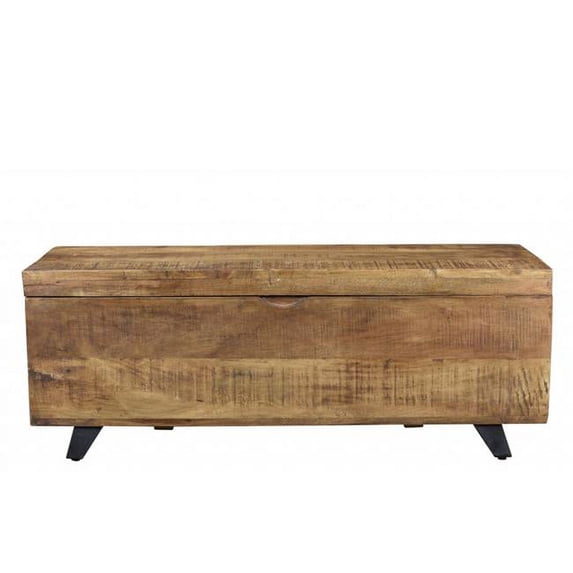 HomeRoots 489211 46 in. Solid Wood Entryway Bench with Flip Top, Honey & Black
