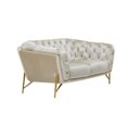 thumbnail image 1 of HomeRoots 489284 32 x 68.5 x 38.5 in. Pearl Tufted Velvet & Gold Chesterfield Love Seat, 1 of 3