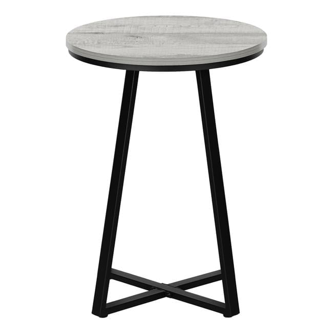 Gray and Black Round Metal and Wood Accent Table