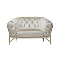 thumbnail image 1 of 49" Beige And Gold Velvet Tufted Chesterfield Chair, 1 of 3