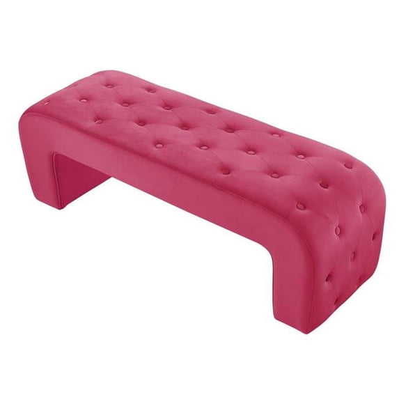 HomeRoots 490930 16 in. Upholstered Upholstery Bedroom Bench, Fuchsia