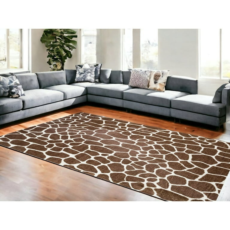 8' x 10' Brown Animal Print Shag Non Skid Area Rug 8' x 10' Brown Animal Print Shag Non Skid Area Rug