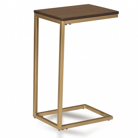 HomeRoots 493231 25.3 x 10 x 16 in. Gold & Elm Solid Wood Rectangular End Table