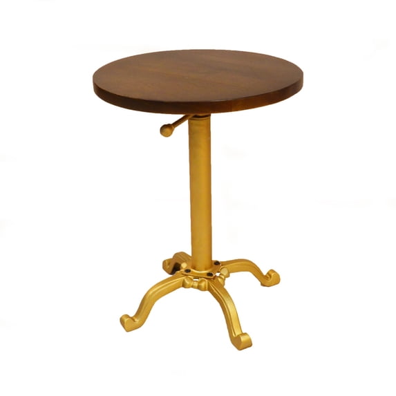 HomeRoots 493233 22 x 18 x 18 in. Gold & Elm Solid Wood Round End Table