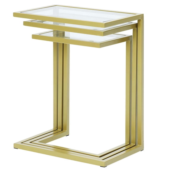 HomeRoots 493256 24 in. Chrome Glass Rectangular End Table, Gold