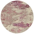 thumbnail image 1 of 5' X 5' Ivory And Pink Round Abstract Power Loom Non Skid Area Rug, 1 of 6