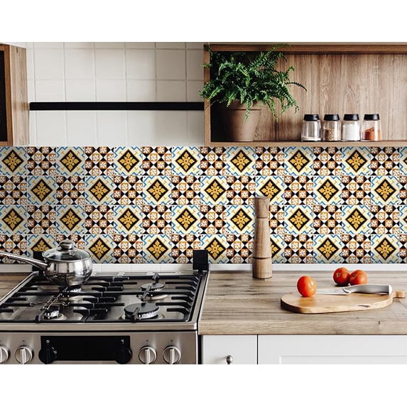 5" x 5" Snowflake and Diamond Peel and Stick Removable Tiles