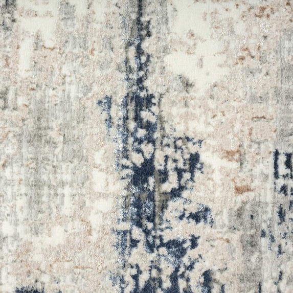 5' X 7' Beige Cream Blue And Gray Abstract Stain Resistant Area Rug