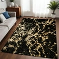 thumbnail image 1 of HomeRoots 553730 5 x 7 ft. Black & Gold Faux Fur Abstract Shag Non Skid Rectangle Tufted Area Rug, 1 of 1
