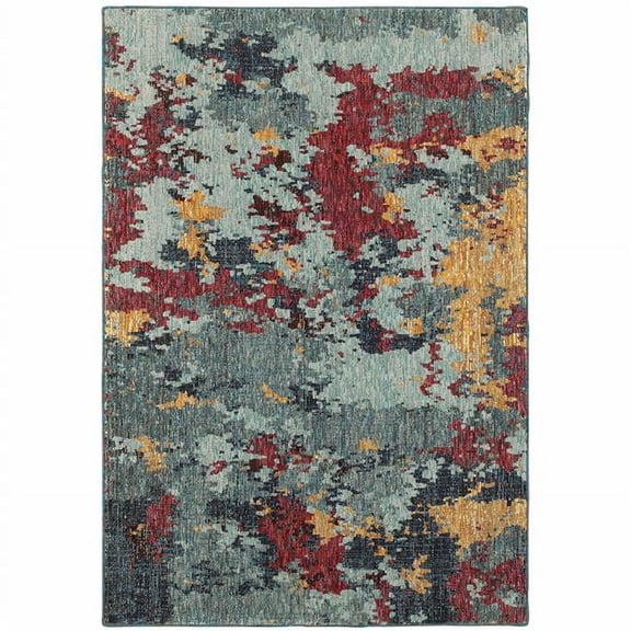 HomeRoots 5' X 7' Blue Abstract Power Loom Area Rug