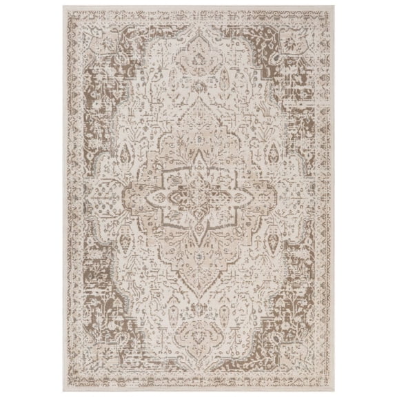 HomeRoots 5' X 7' Cream Medallion Power Loom Area Rug