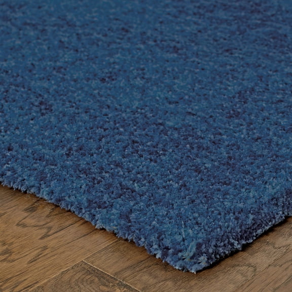 5' X 7' Deep Blue Shag Tufted Handmade Stain Resistant Area Rug