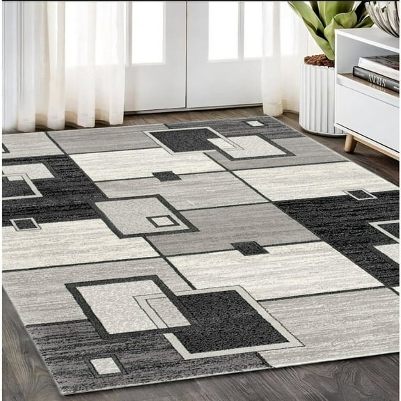 HomeRoots 5' X 7' Gray Abstract Dhurrie Area Rug