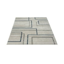 5' X 7' Ivory Blue and Gray Geometric Area Rug