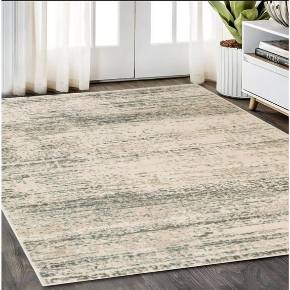 5' x 7' Ivory Striped Power Loom Area Rug