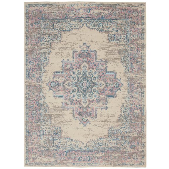 HomeRoots 5' X 7' Pink Damask Power Loom Area Rug
