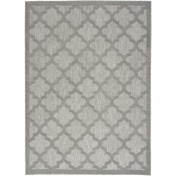 HomeRoots 5' X 7' Silver Grey Ikat Indoor Outdoor Area Rug