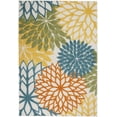 thumbnail image 1 of 5' X 7' Turquoise Floral Non Skid Indoor Outdoor Area Rug, 1 of 5