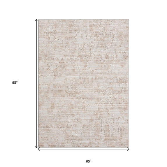 5' X 8' Beige Abstract Area Rug