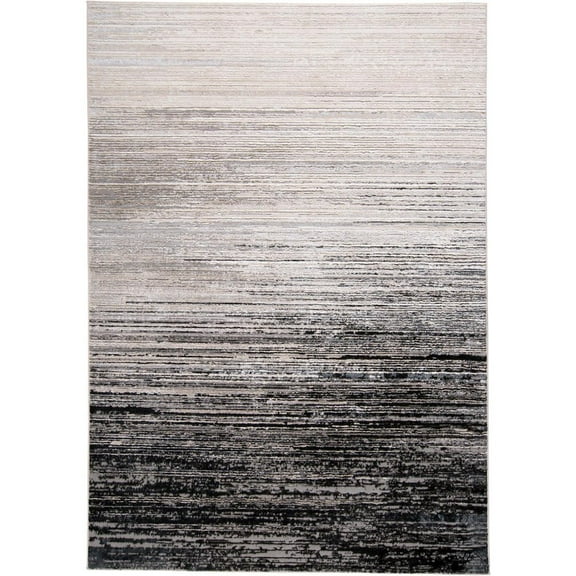 HomeRoots 5' X 8' Black And Dark Gray Abstract Stain Resistant Area Rug