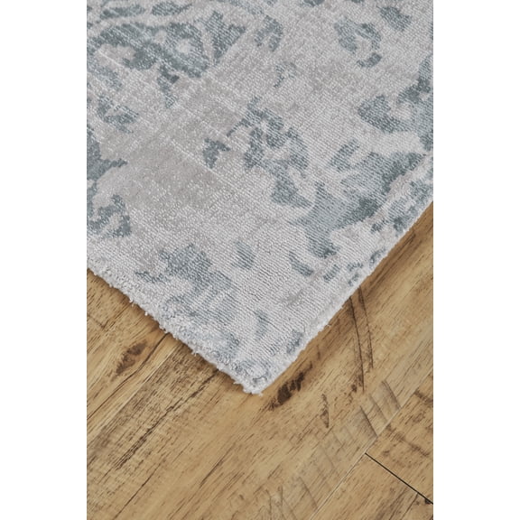 5' X 8' Blue And Gray Abstract Hand Woven Area Rug